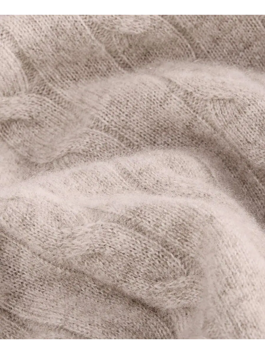 Свитер из кашемира с косами и длинным рукавом Charter Club — изображение 6 из 7, серый