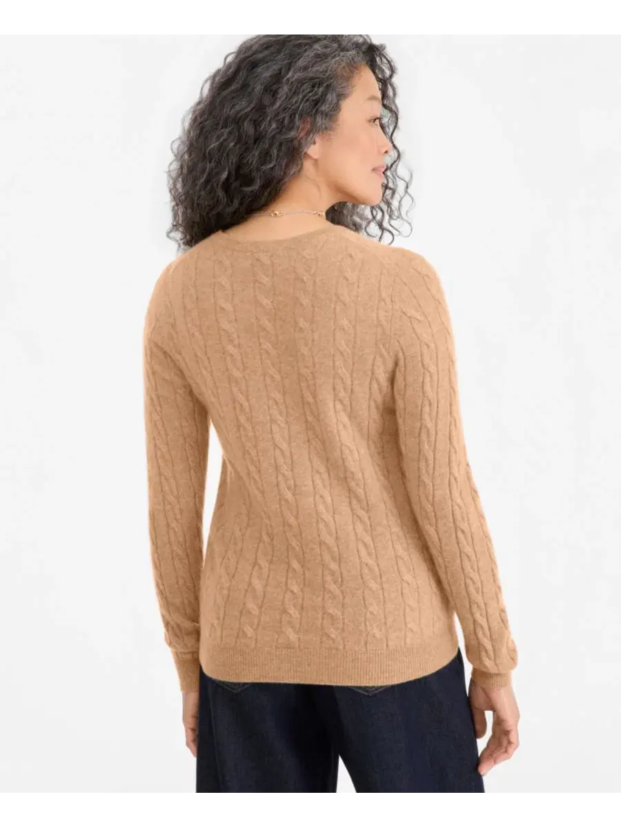 Женский свитер из кашемира с косами Charter Club, Heather Camel — изображение 2 из 6