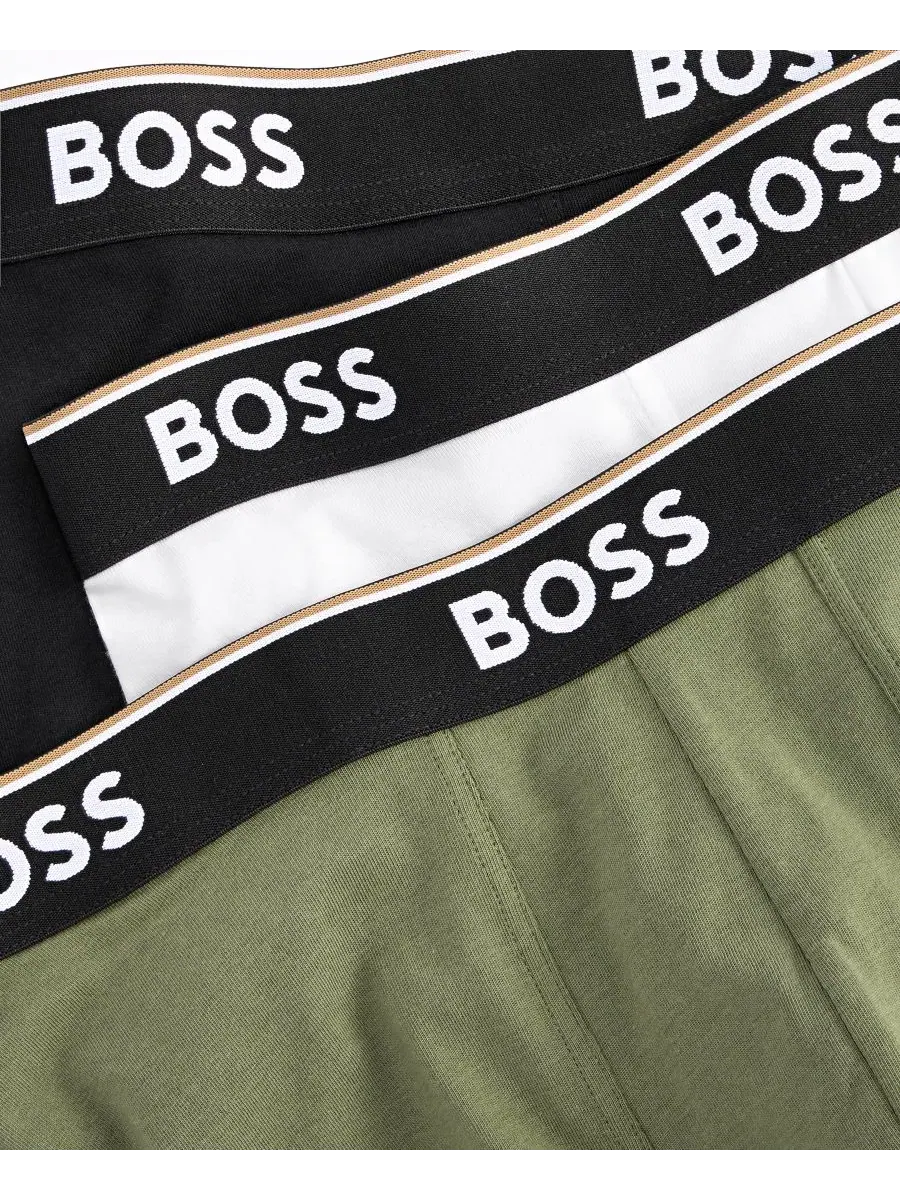 Трусы Power из хлопка с эластаном, 3 шт. Hugo Boss — изображение 2 из 3, белый зеленый черный