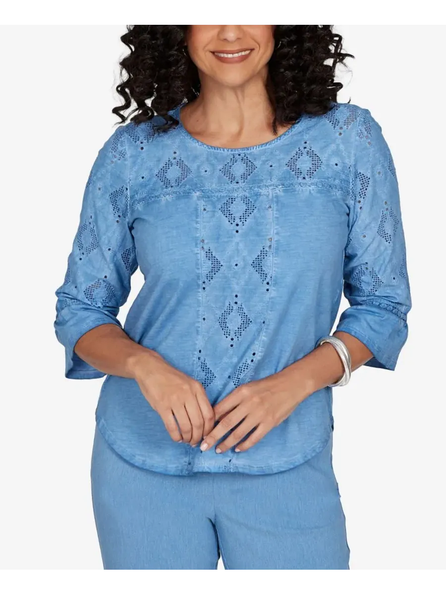 Топ с принтом Provence Tonal Diamond Applique Alfred Dunner