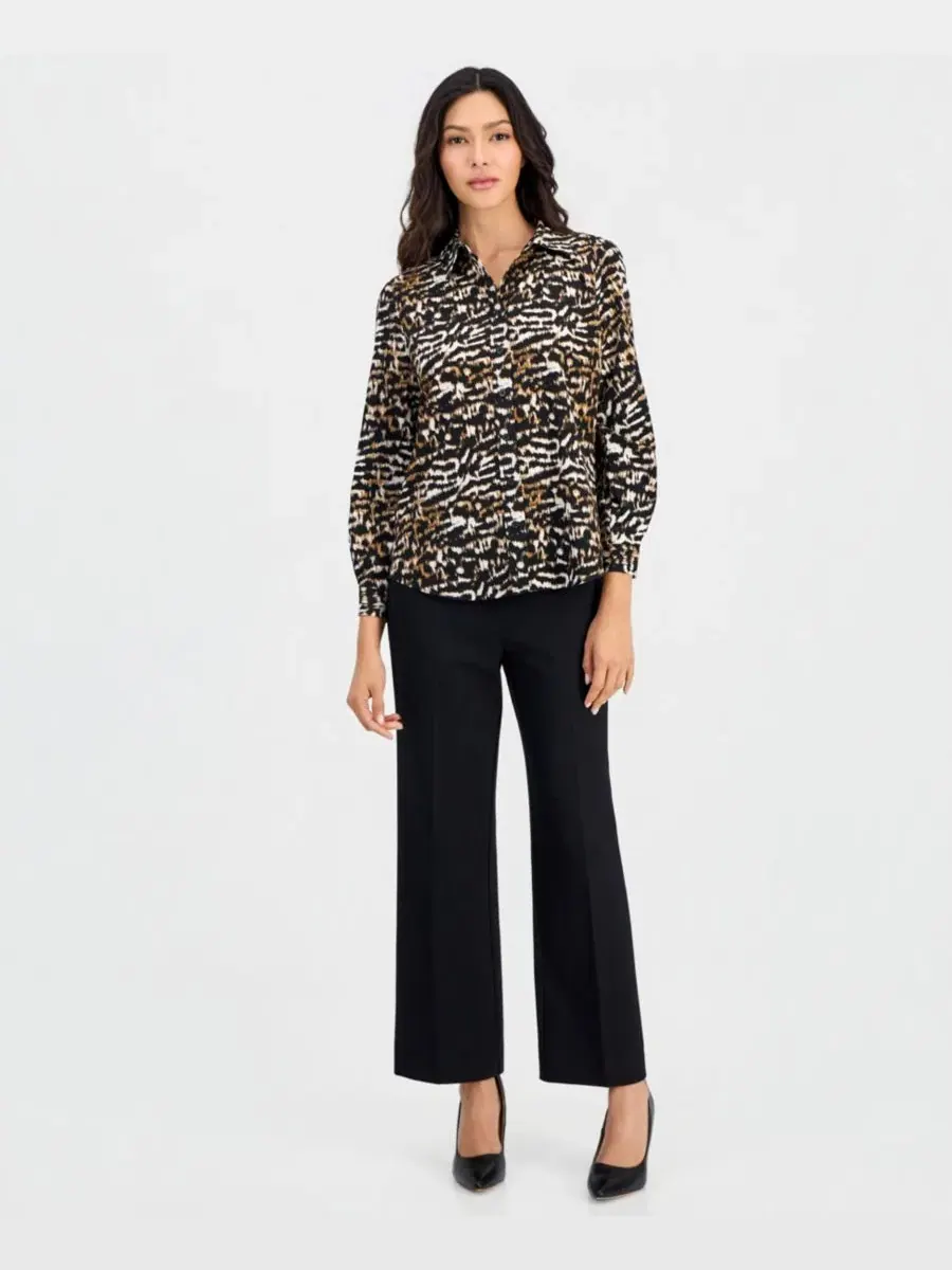 Блузка с принтом и длинным рукавом Anne Klein Essentials — изображение 4 из 4, черный мульти