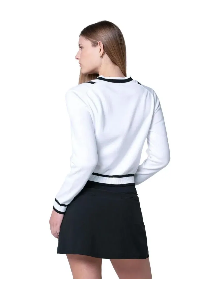 Свитер женский Victory V-Neck Cable-Stripe Cotton Lucky In Love — изображение 2 из 3, белый/черный
