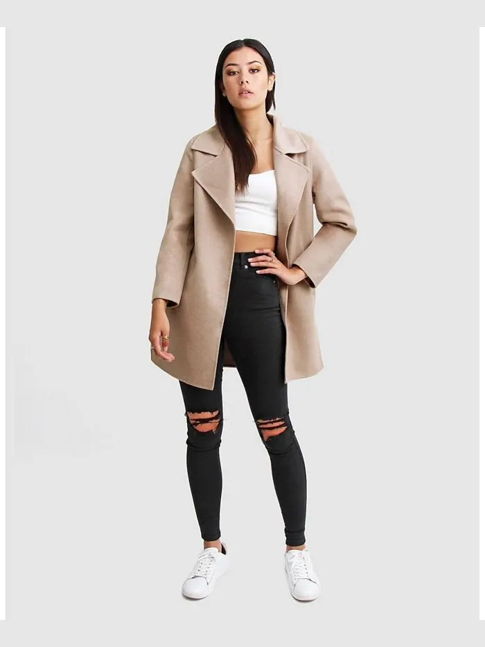 Женская куртка Ex Boyfriend из смесовой шерсти большого размера Belle & Bloom — изображение 3 из 3, бежевый