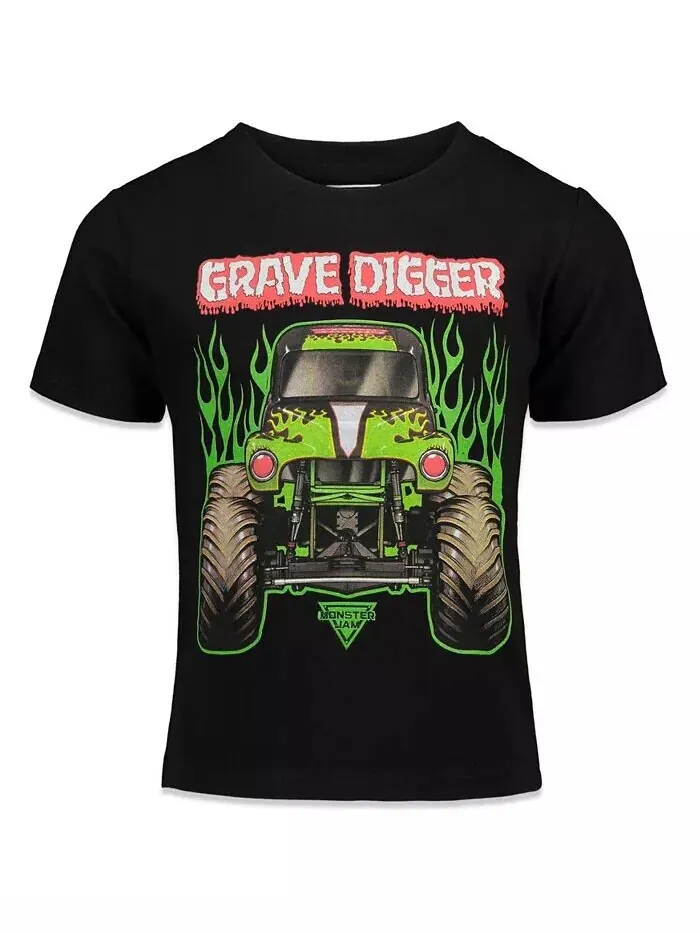 Набор из 3 футболок с рисунком для мальчиков Trucks для малышей, Ребенок Monster Jam — изображение 2 из 3, серый