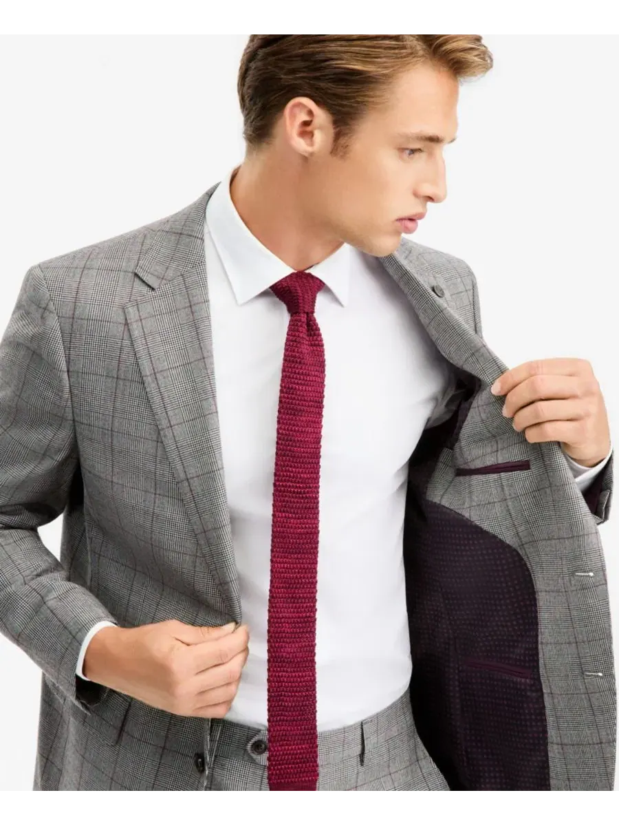 Пиджак мужской с принтом в клетку, Modern Fit Ted by Ted Baker — изображение 4 из 4, серый