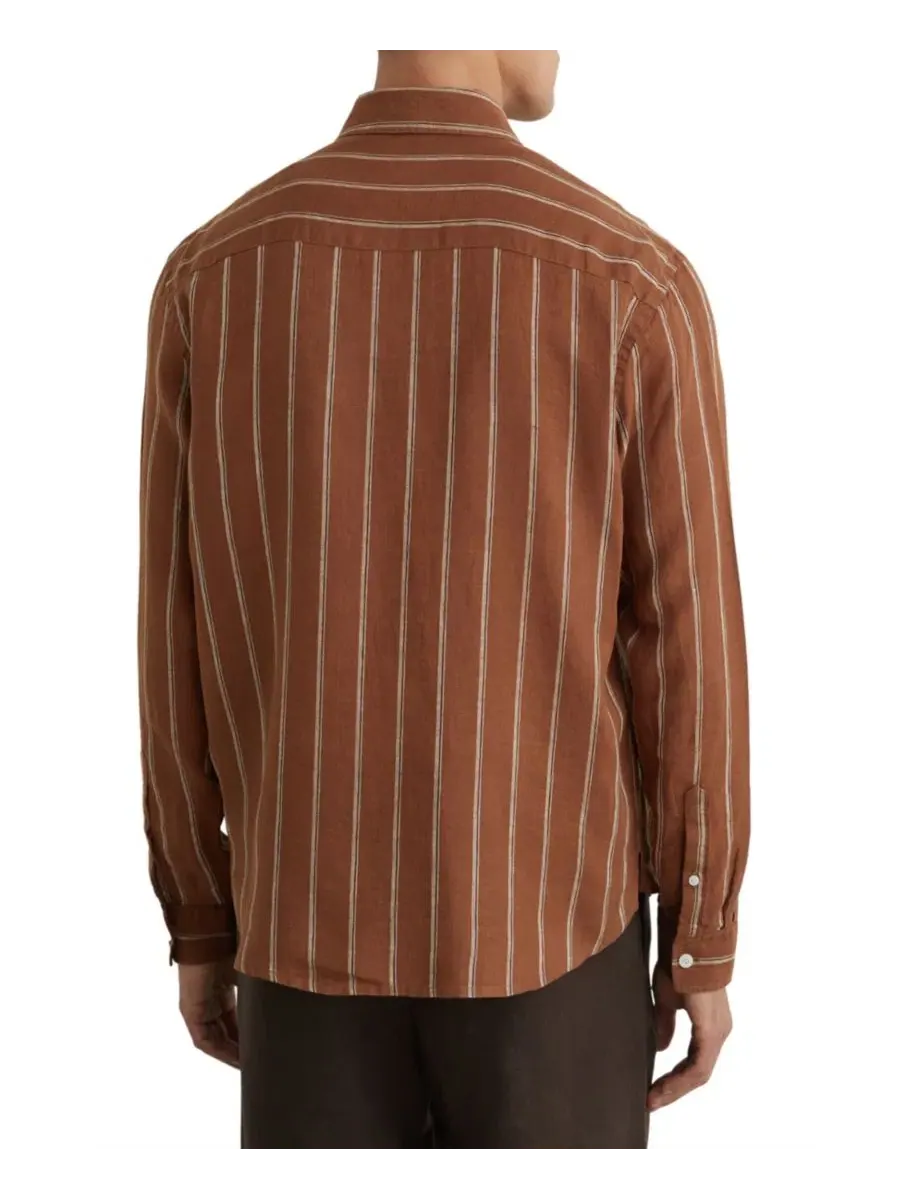 Рубашка из льна с полосатым принтом Rubus Stripe Linen Shirt REISS — изображение 5 из 5, белый