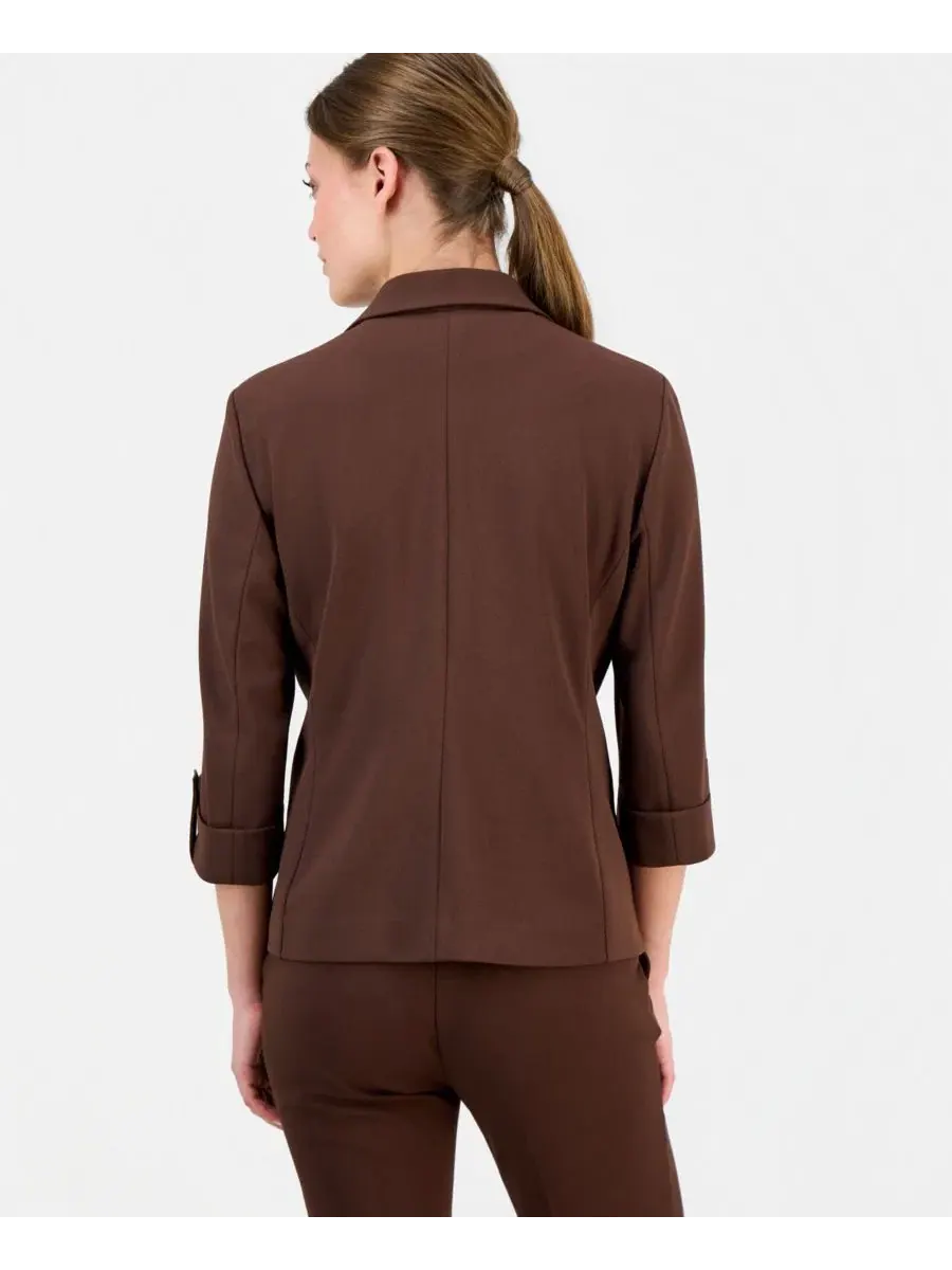 Комплект из блейзера, топа и брюк с длинным рукавом Anne Klein Essentials — изображение 2 из 6, коричневый