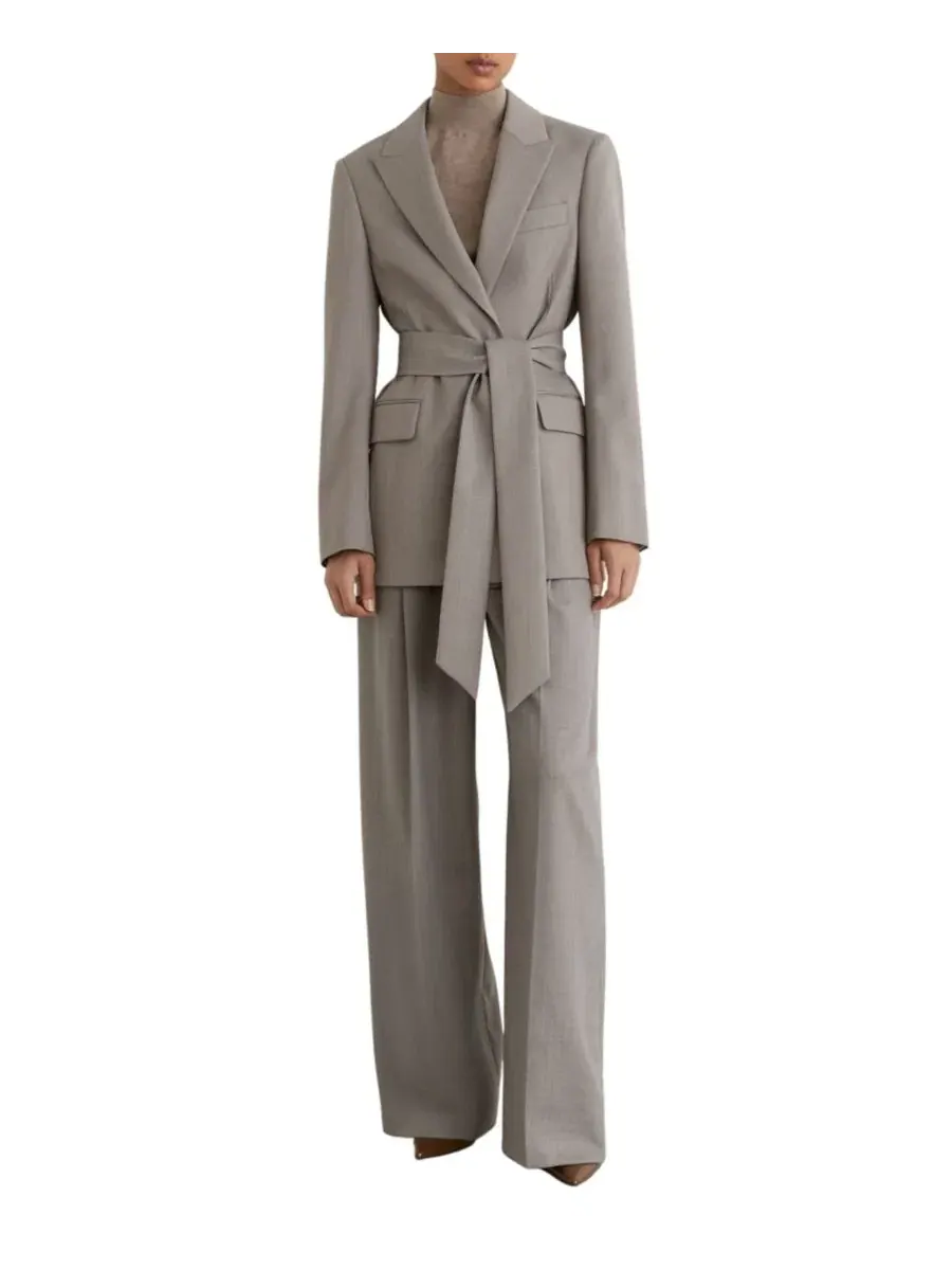 Женский пиджак с поясом Briony Wool-Blend Belted Single-Breasted Blazer REISS