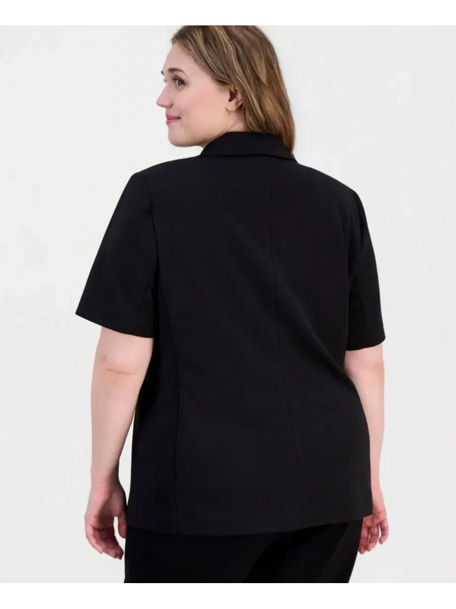 Жакет с коротким рукавом и открытым передом Plus Size Anne Klein — изображение 2 из 3, черный