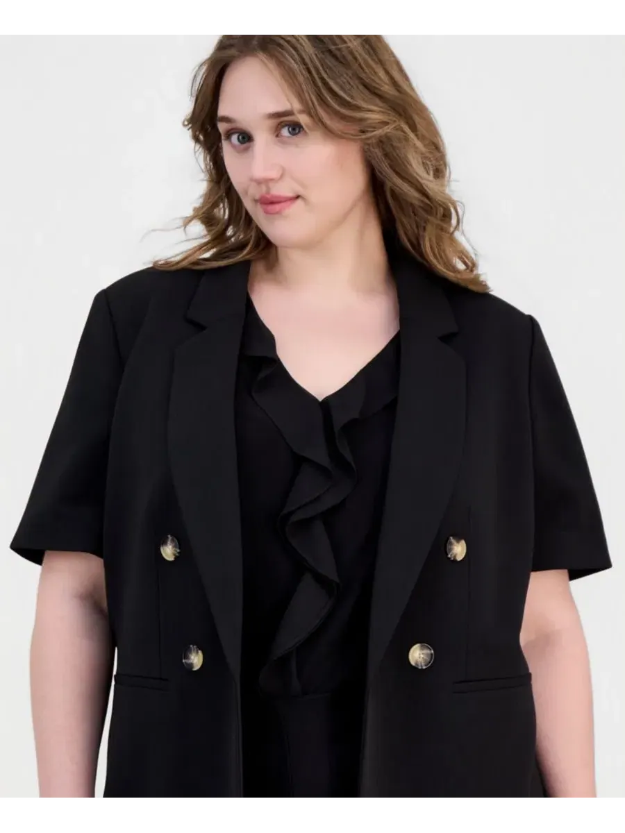 Жакет с коротким рукавом и открытым передом Plus Size Anne Klein — изображение 3 из 3, черный