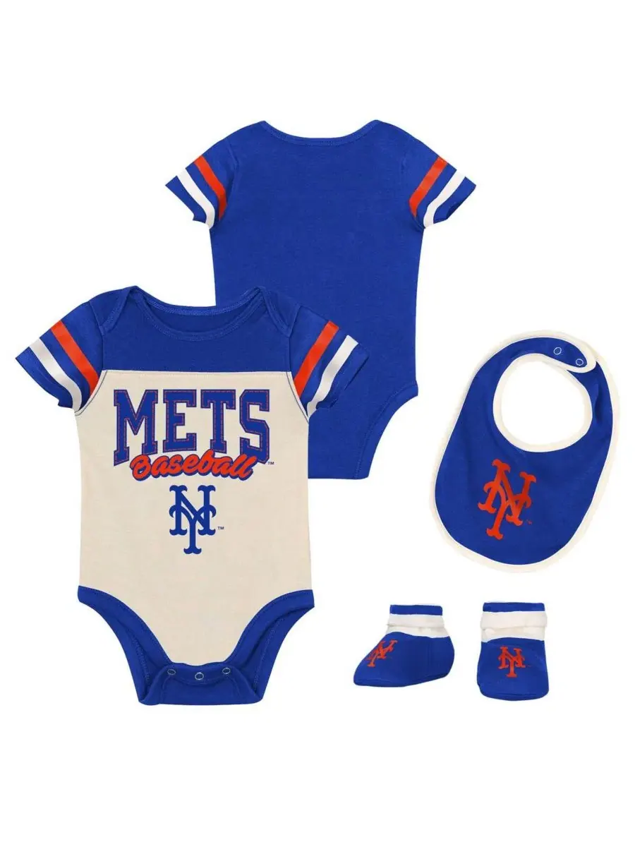 Комплект боди, слюнявчика и пинеток New York Mets Up One Outerstuff