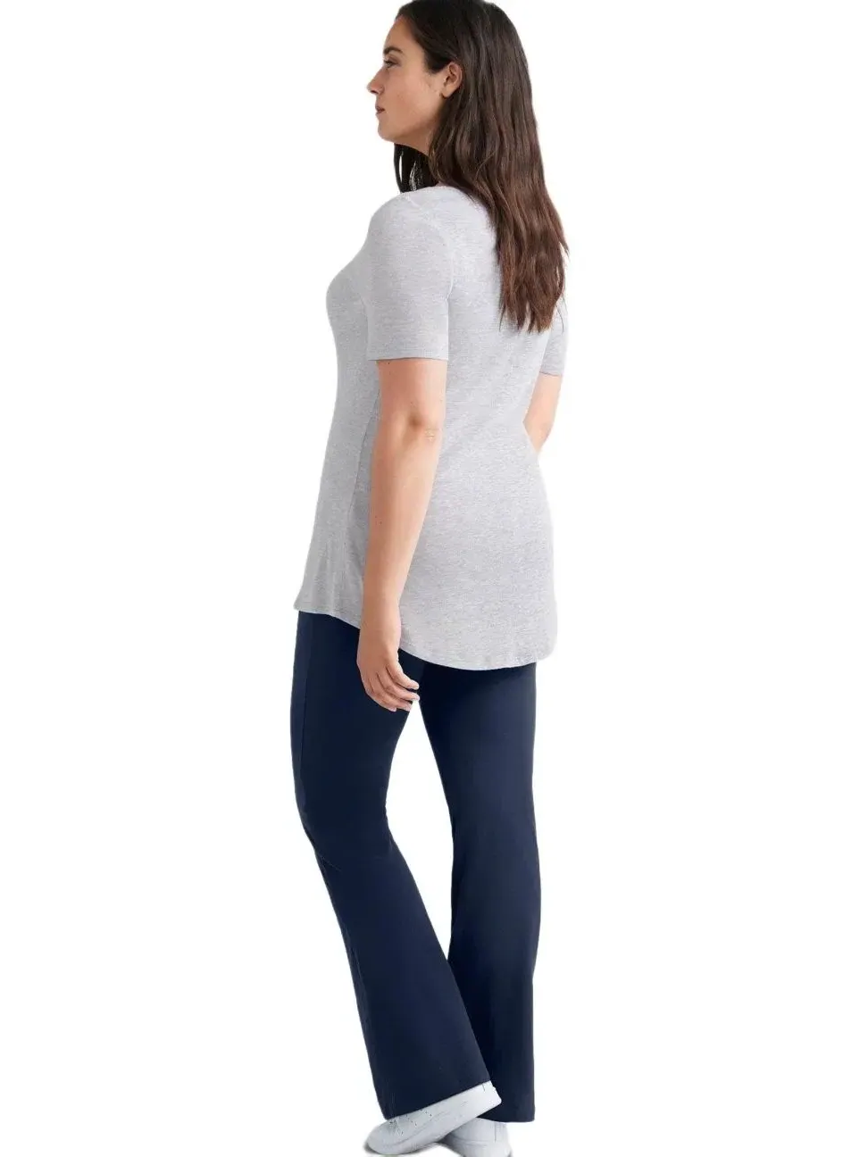 Леггинсы с буткатом из джерси Cotton/spandex, модель Knit Bootcut ellos — изображение 2 из 3, темно-синий