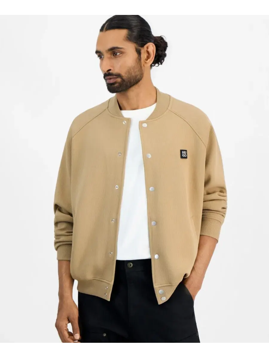Бомбер из хлопкового трикотажа Dabin Regular-Fit Ribbed HUGO by Hugo Boss