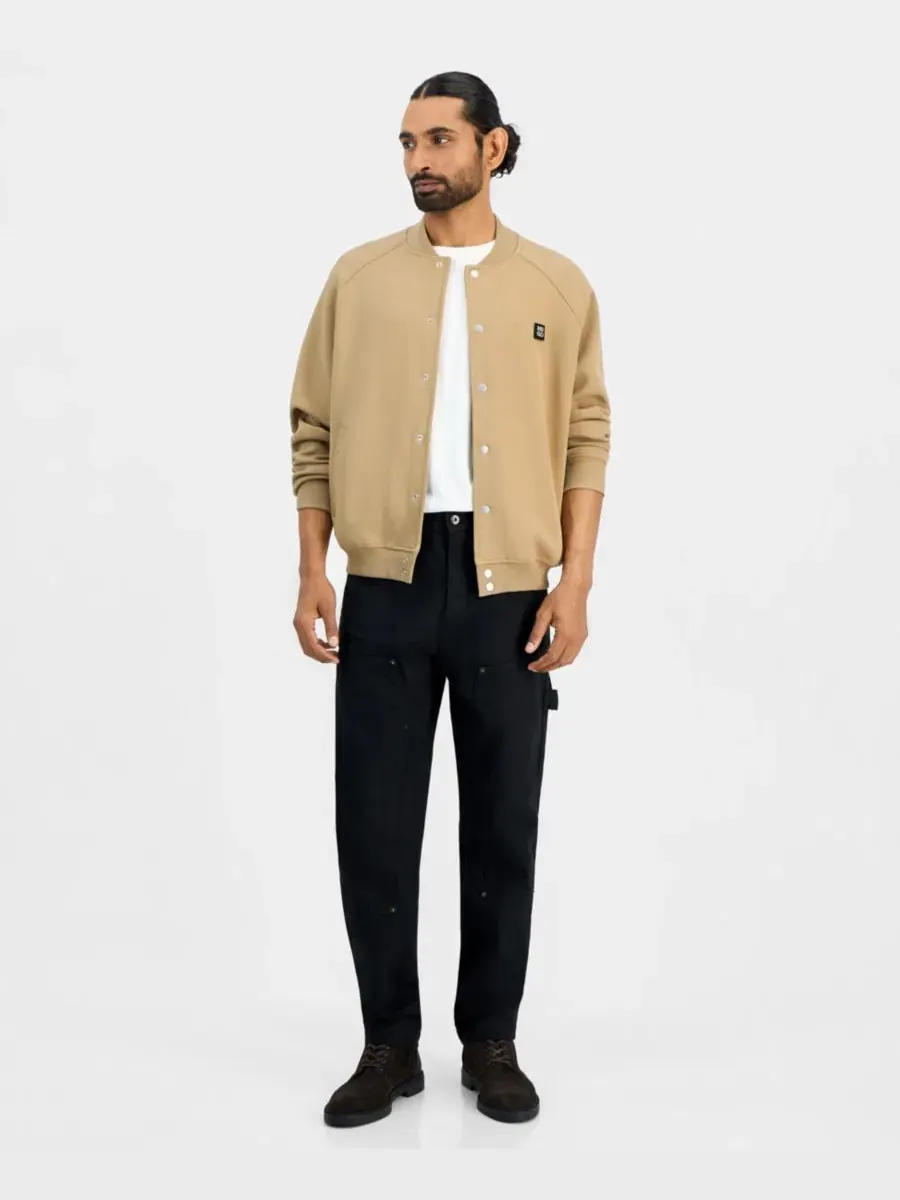 Бомбер из хлопкового трикотажа Dabin Regular-Fit Ribbed HUGO by Hugo Boss — изображение 2 из 4, бежевый