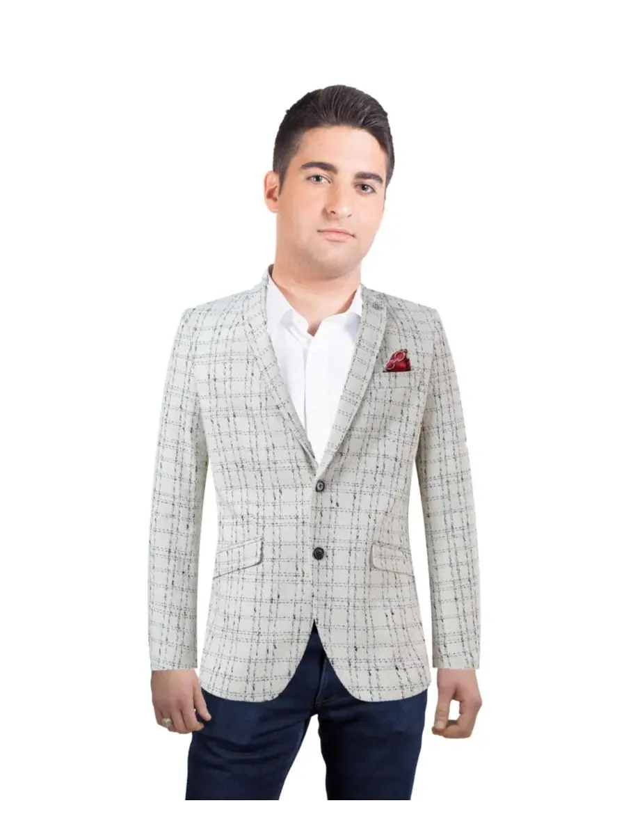 Мужской пиджак Slim Fit из букле с принтом плед Elie Balleh
