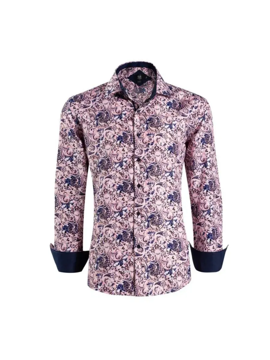 Мужская рубашка с принтом Paisley, Slim Fit Elie Balleh — изображение 2 из 4, розовый