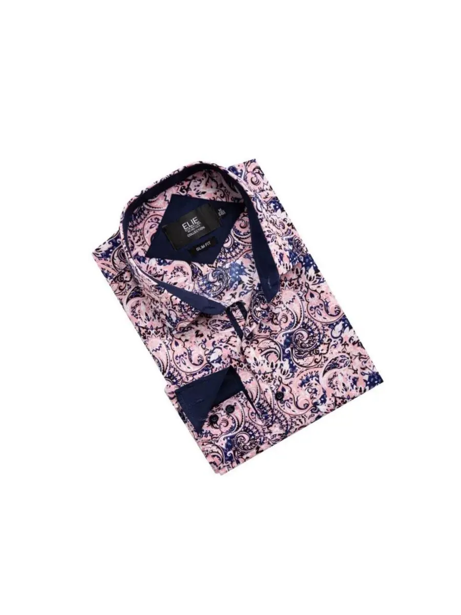 Мужская рубашка с принтом Paisley, Slim Fit Elie Balleh — изображение 4 из 4, розовый