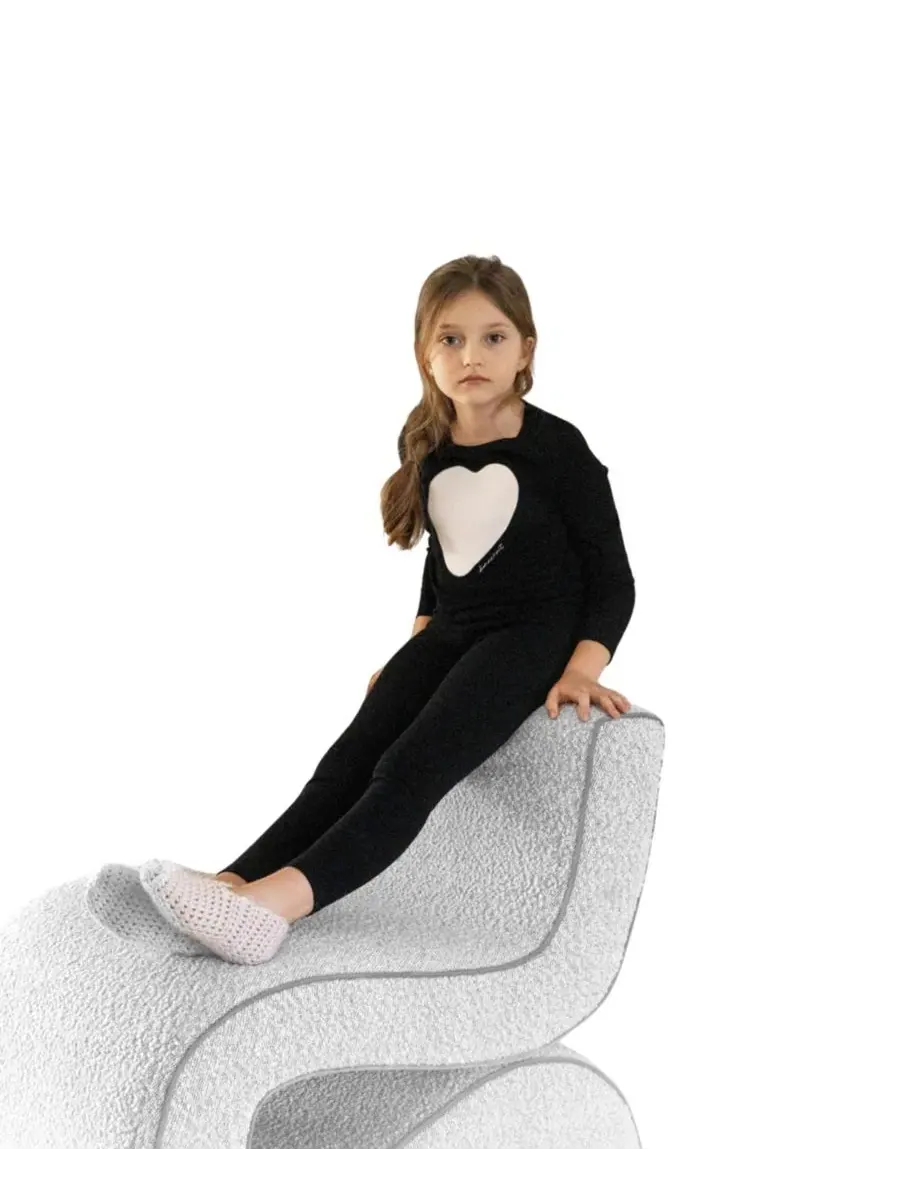 Комплект из футера с принтом Heart/Star NoggiWear — изображение 3 из 3, черный
