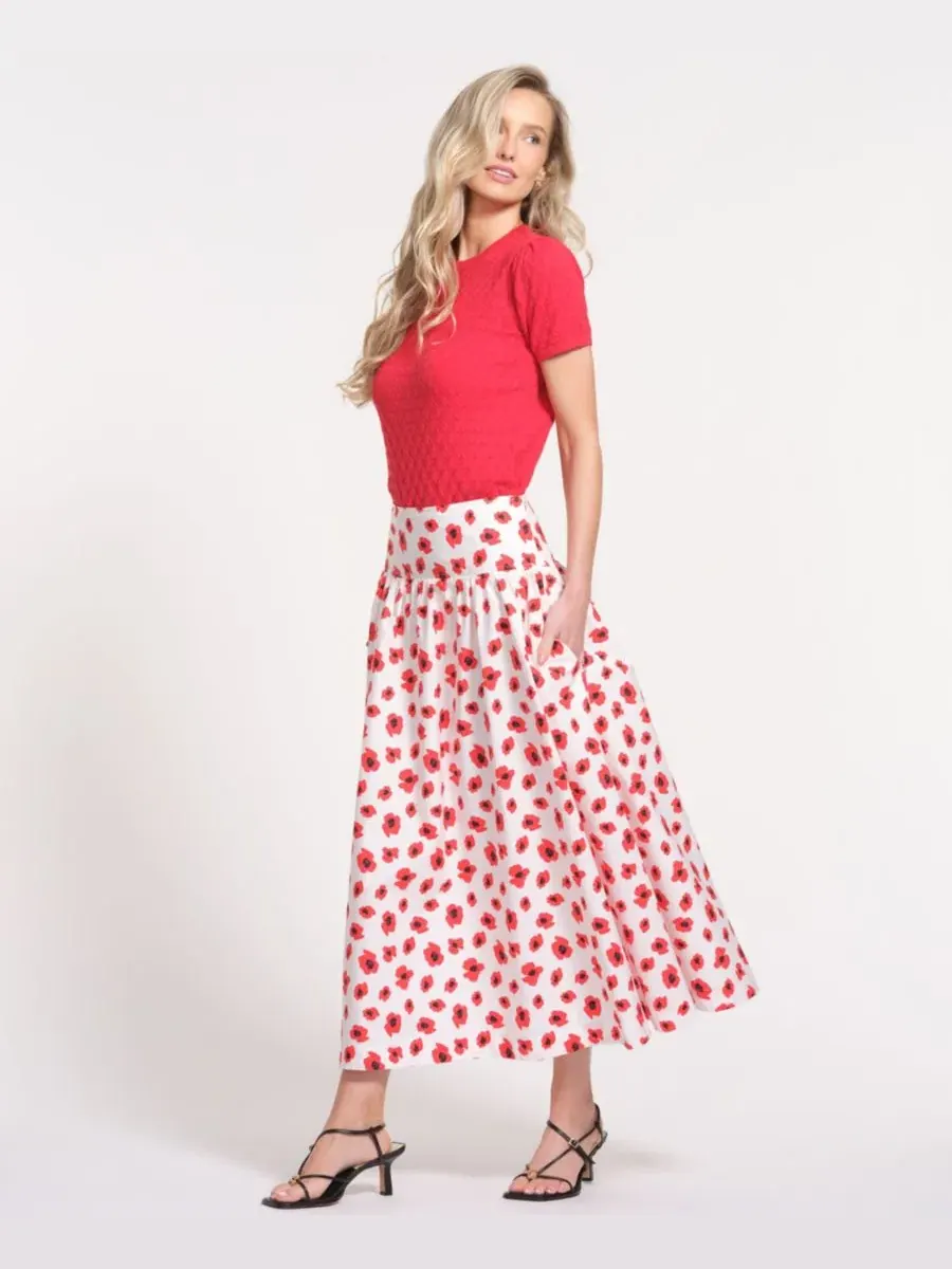 Юбка макси с цветочным принтом, модель Watercolor Poppy Isaac Mizrahi — изображение 2 из 4, мульти