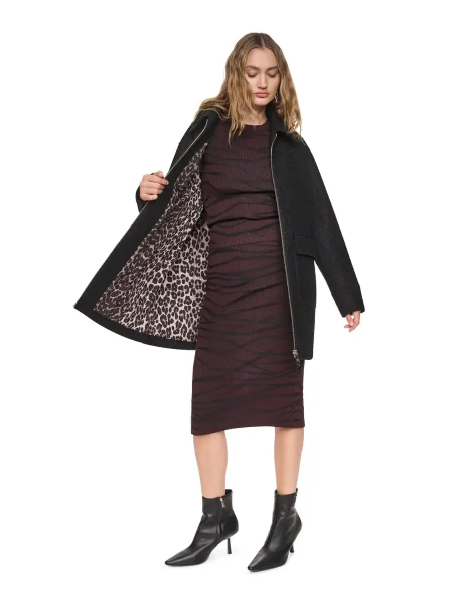 Пальто из шерстяной смеси с фактурой «елочка» DKNY — изображение 3 из 5, черный