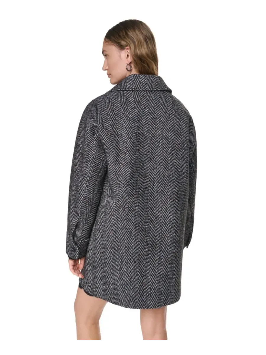 Пальто из шерстяной ткани в елочку с воротником, на молнии DKNY, Herringbone — изображение 5 из 5