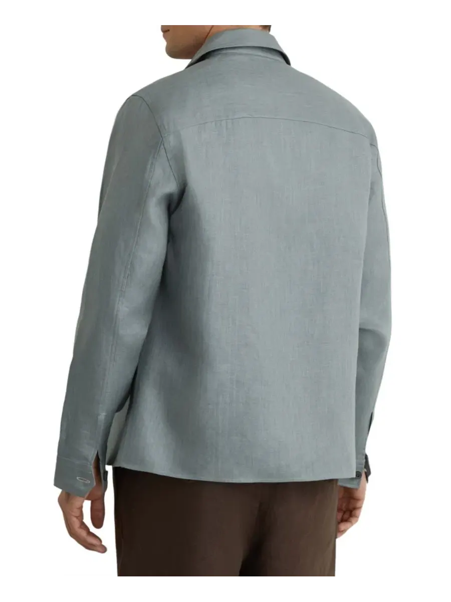 Мужская рубашка-оверсайз Polasio Herringbone Stripe Overshirt REISS — изображение 5 из 5, синий