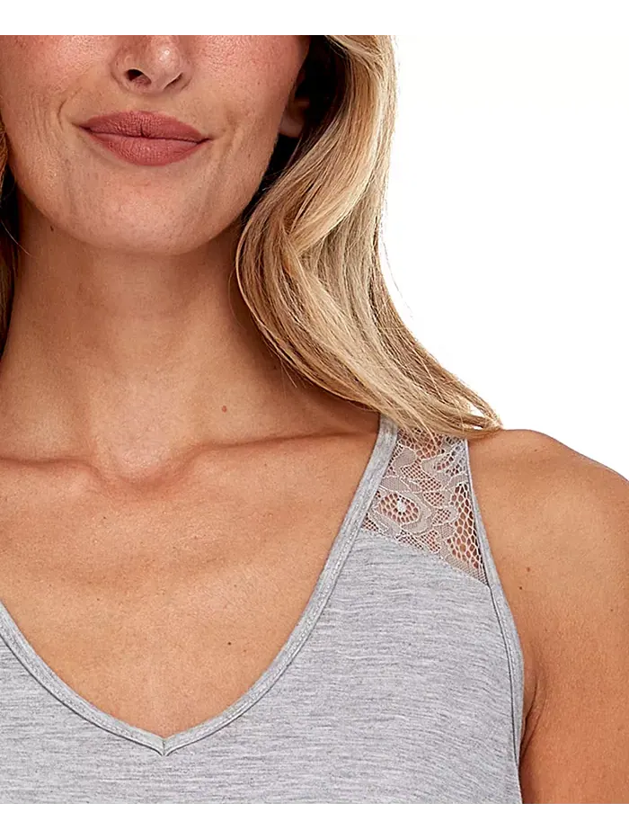 Французский пижамный комплект Frances Knit Cami Tap Flora by Flora Nikrooz — изображение 5 из 5, серый