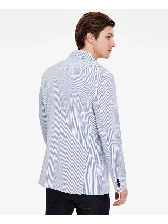 Мужской спортивный пиджак Modern-Fit из ткани в полоску Tommy Hilfiger — изображение 2 из 4, синий/белый