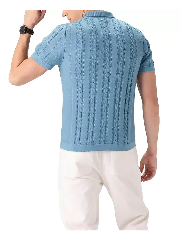 Мужской джемпер JC Polo с узором "косичка" Members Only — изображение 4 из 8, серый