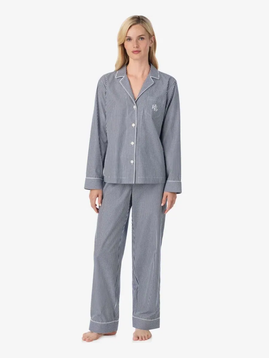 Женский пижамный комплект с длинными рукавами и воротником-стойкой Lauren Ralph Lauren