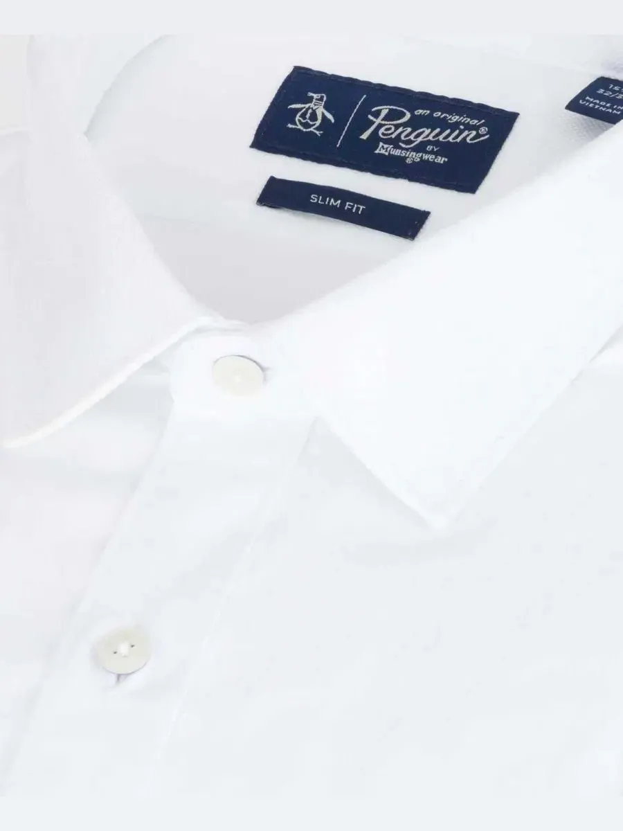 Мужская рубашка-поло с воротником, приталенного кроя, в стиле Оксфорд Original Penguin — изображение 3 из 3, белый