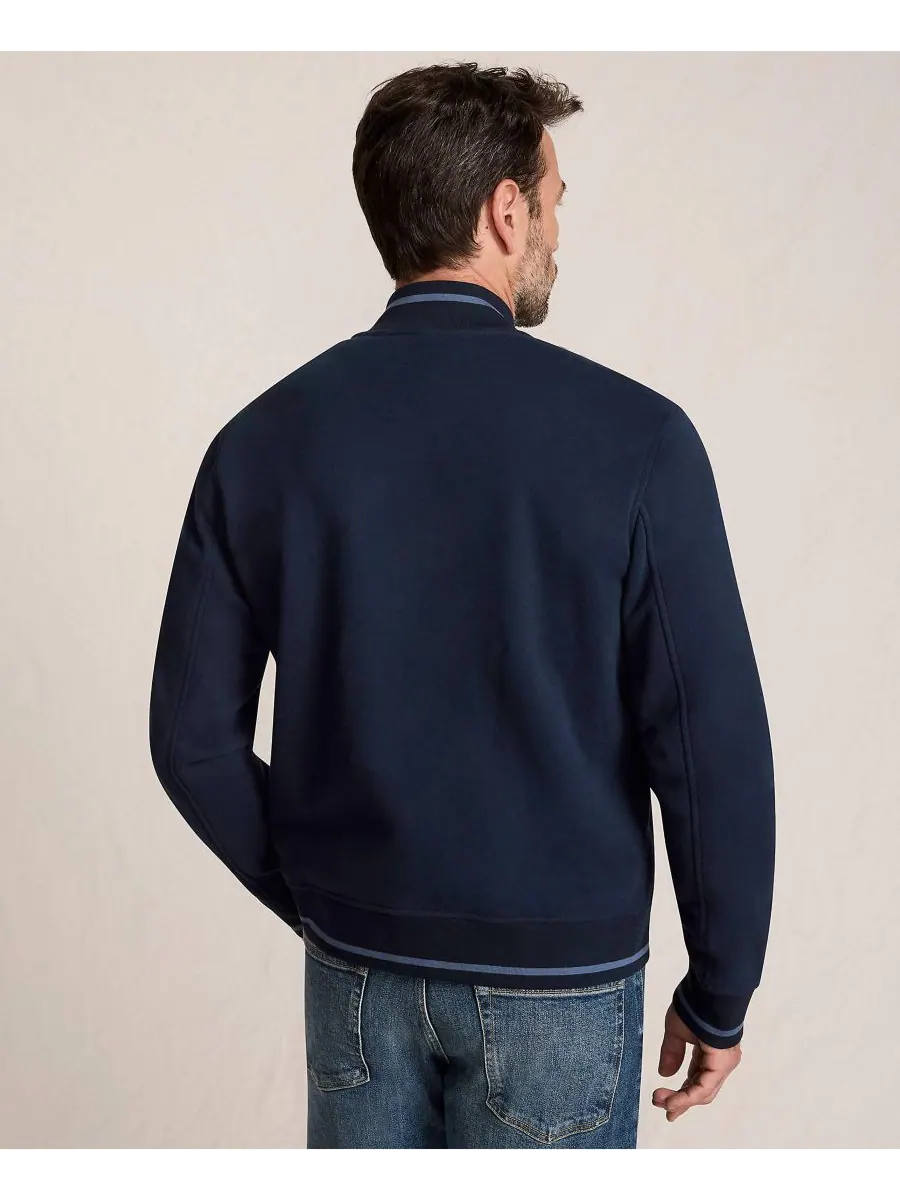 Мужская спортивная куртка-бомбер Serious Sweats Lands' End — изображение 2 из 4, темно-синий