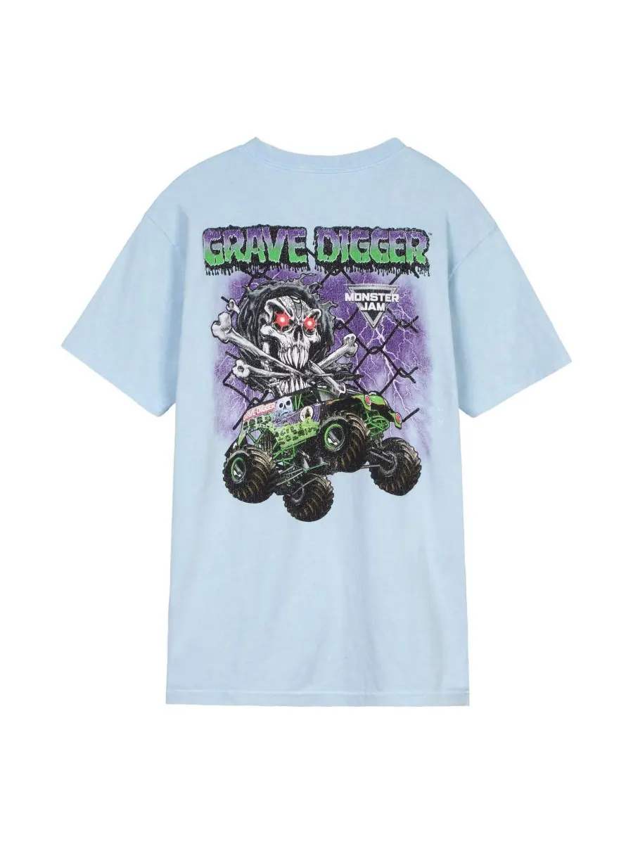 Детская футболка Monster Jam, Grave digger — изображение 2 из 3, бледный синий