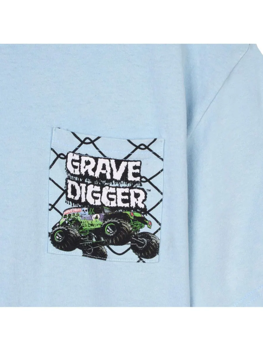 Детская футболка Monster Jam, Grave digger — изображение 3 из 3, бледный синий