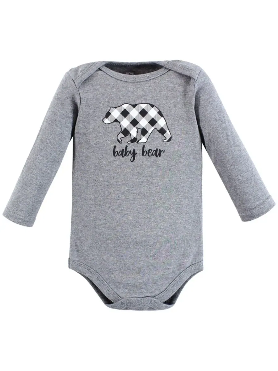 Хлопковые боди с длинными рукавами, комплект из 3 штук Hudson Baby — изображение 2 из 3, серый черный