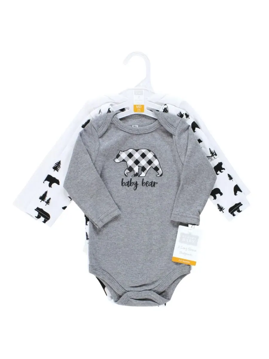 Хлопковые боди с длинными рукавами, комплект из 3 штук Hudson Baby — изображение 3 из 3, серый черный