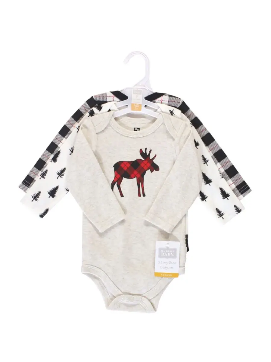 Хлопковые боди с длинными рукавами, комплект из 3 штук Hudson Baby — изображение 2 из 2, таежный
