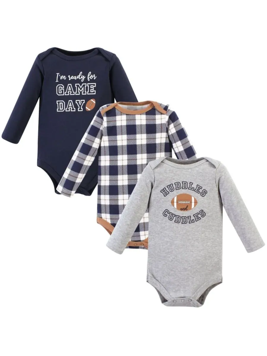 Хлопковые боди с длинными рукавами, комплект из 3 штук Hudson Baby, Football Huddles 3-Pack — изображение 1 из 5