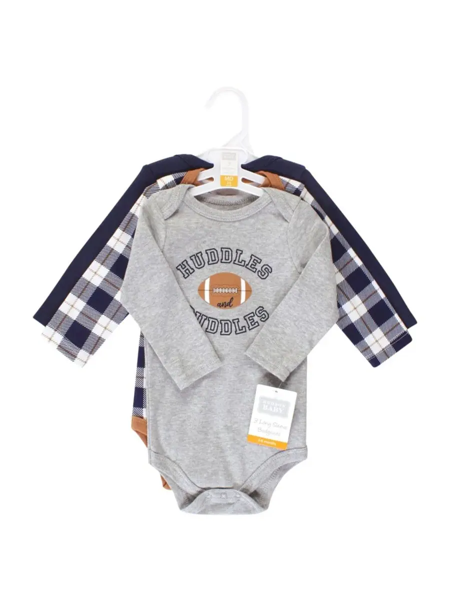Хлопковые боди с длинными рукавами, комплект из 3 штук Hudson Baby, Football Huddles 3-Pack — изображение 5 из 5