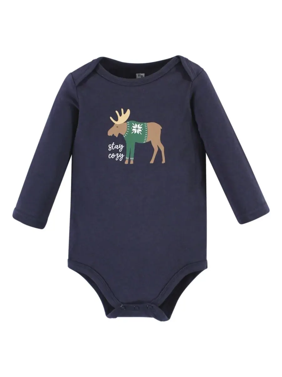 Хлопковые боди с длинными рукавами, комплект из 3 штук Hudson Baby, Moose Bear Sweater — изображение 2 из 5