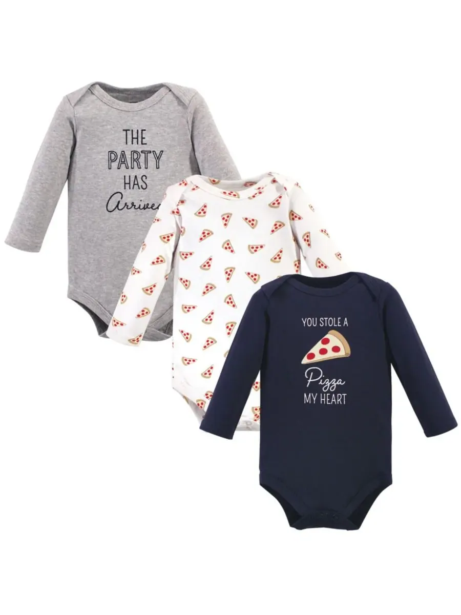 Хлопковые боди с длинными рукавами, комплект из 3 штук Hudson Baby, Pizza — изображение 1 из 3