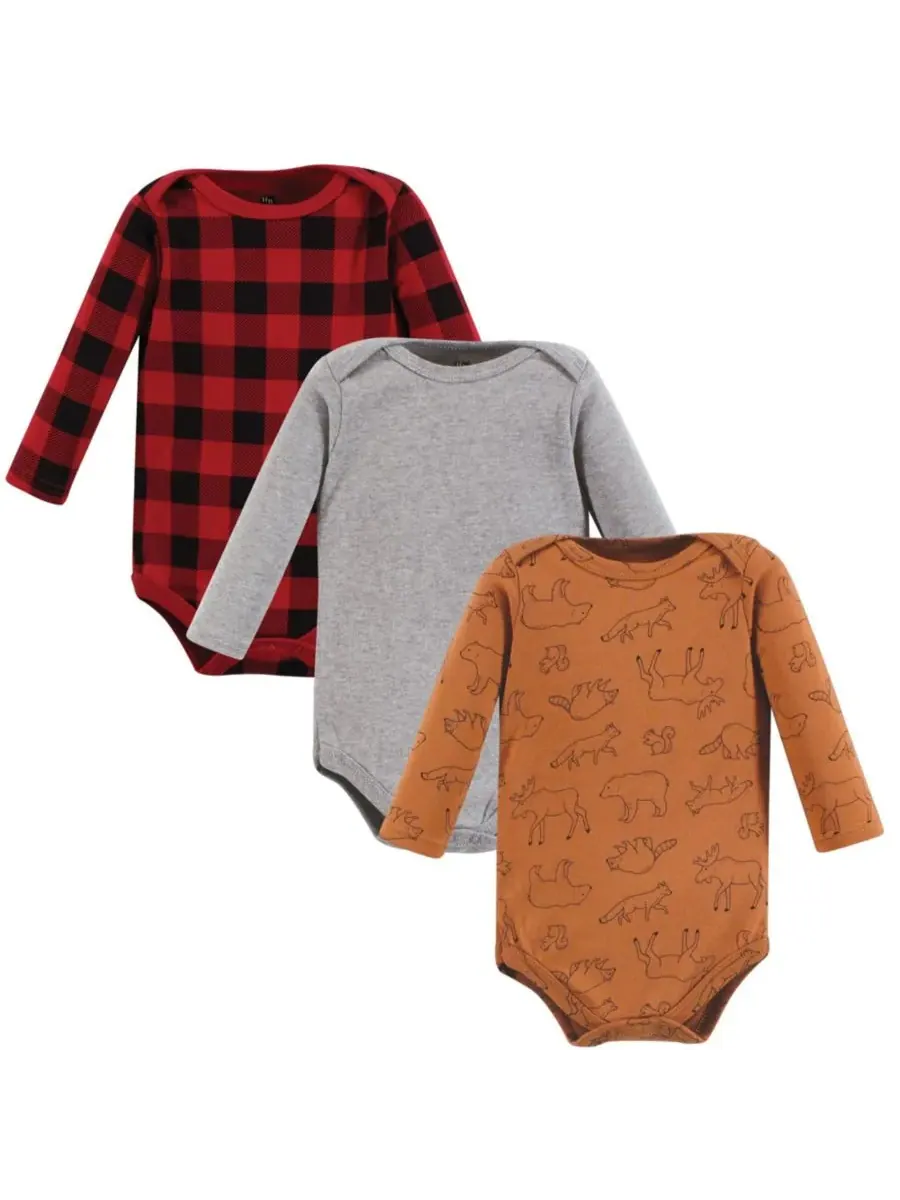 Хлопковые боди с длинными рукавами, комплект из 3 штук Hudson Baby, Into The Woods Prints 3-Pack