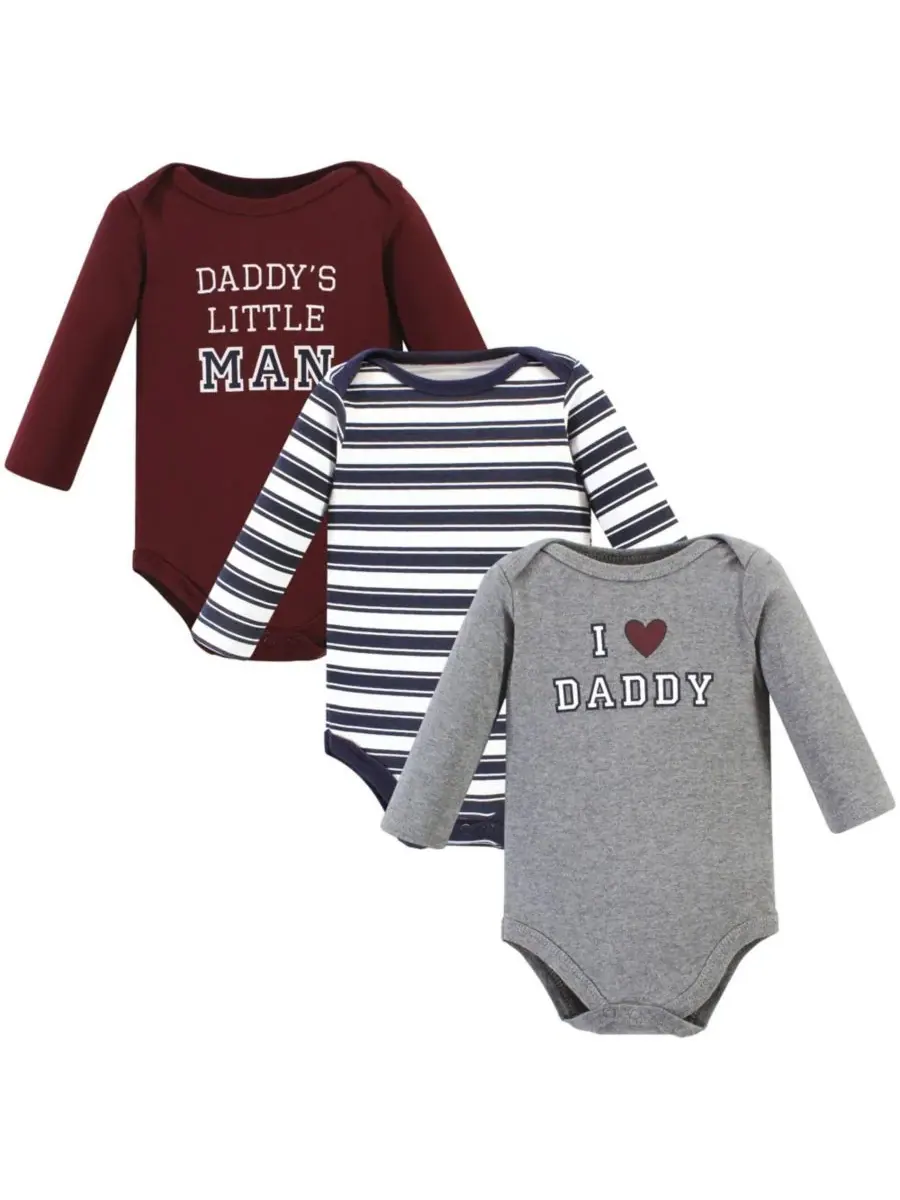 Хлопковые боди с длинными рукавами, комплект из 3 штук Hudson Baby, Boy Daddy 3-Pack