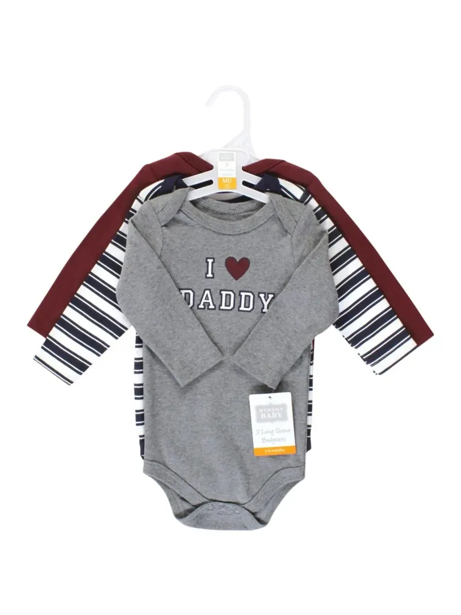Хлопковые боди с длинными рукавами, комплект из 3 штук Hudson Baby, Boy Daddy 3-Pack — изображение 5 из 5