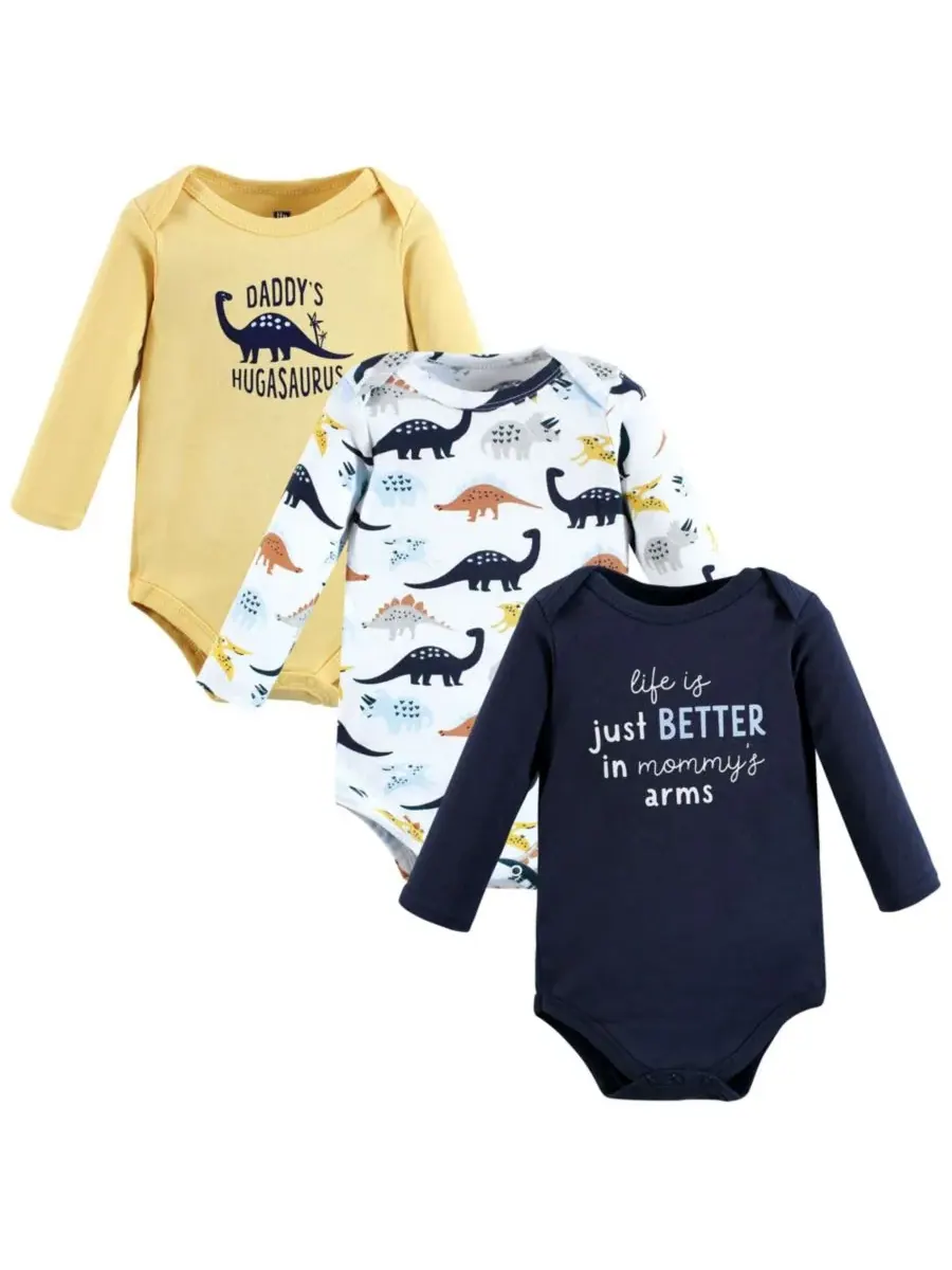 Хлопковые боди с длинными рукавами, комплект из 3 штук Hudson Baby, Hugasaurus