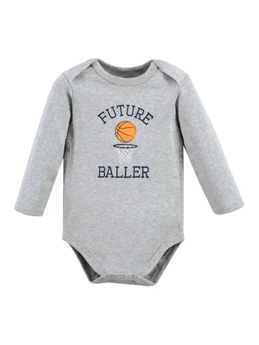 Хлопковые боди с длинными рукавами, комплект из 3 штук Hudson Baby, Basketball — изображение 2 из 3