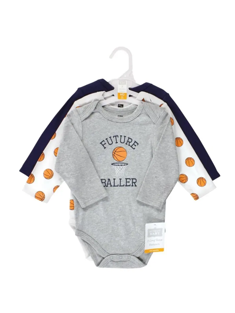 Хлопковые боди с длинными рукавами, комплект из 3 штук Hudson Baby, Basketball — изображение 3 из 3