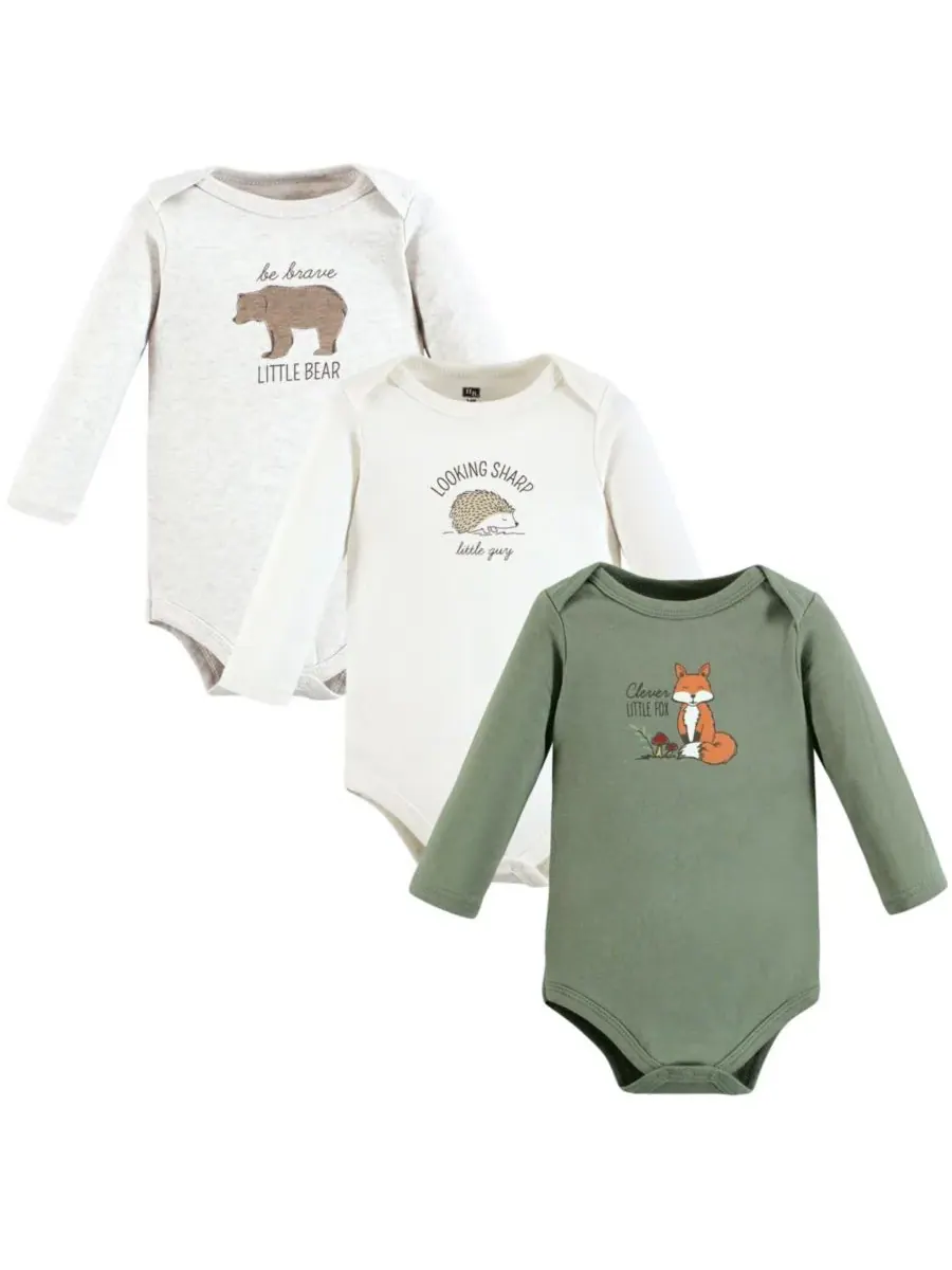 Хлопковые боди с длинными рукавами, комплект из 3 штук Hudson Baby, Forest Fox