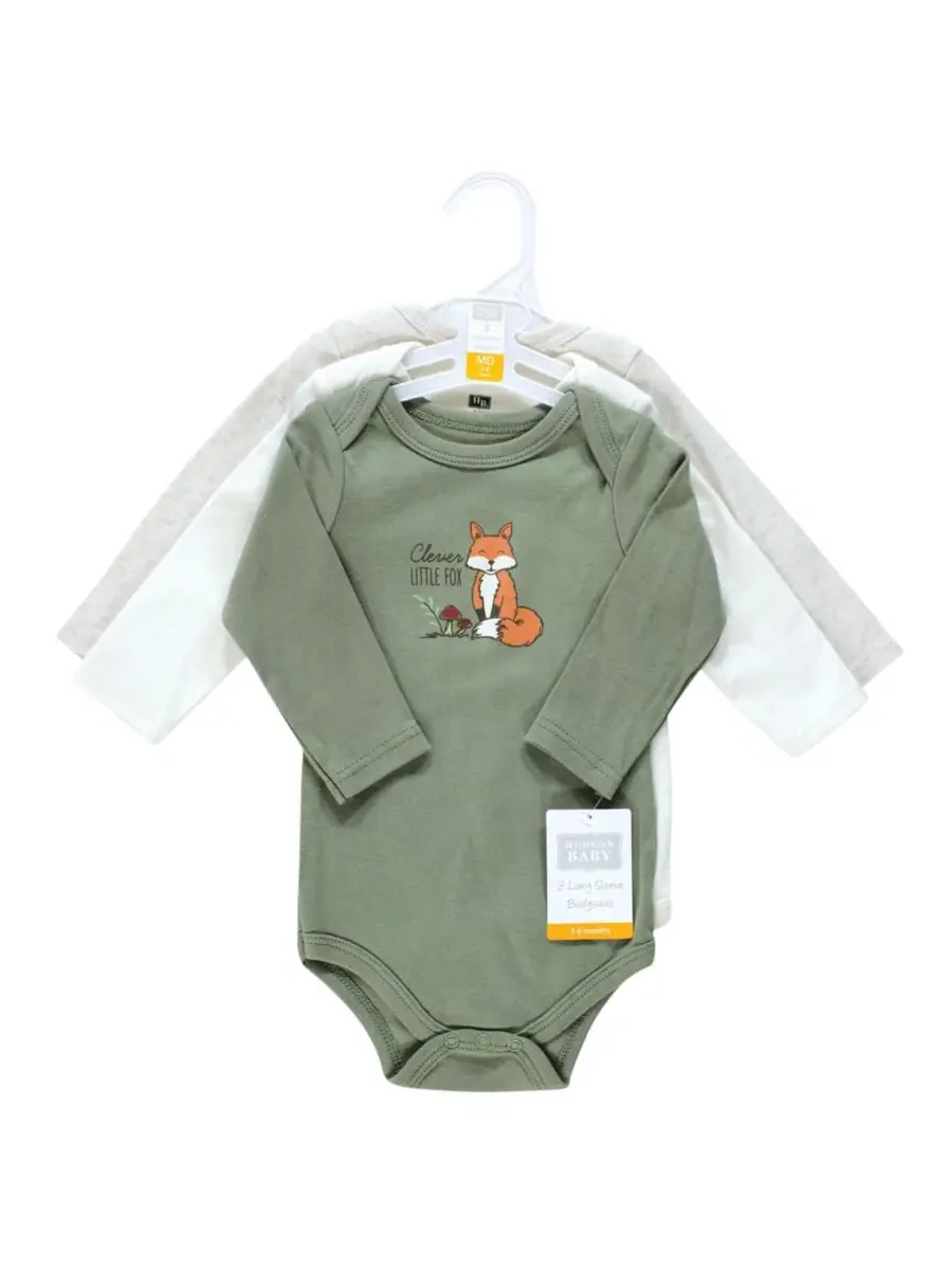 Хлопковые боди с длинными рукавами, комплект из 3 штук Hudson Baby, Forest Fox — изображение 2 из 3