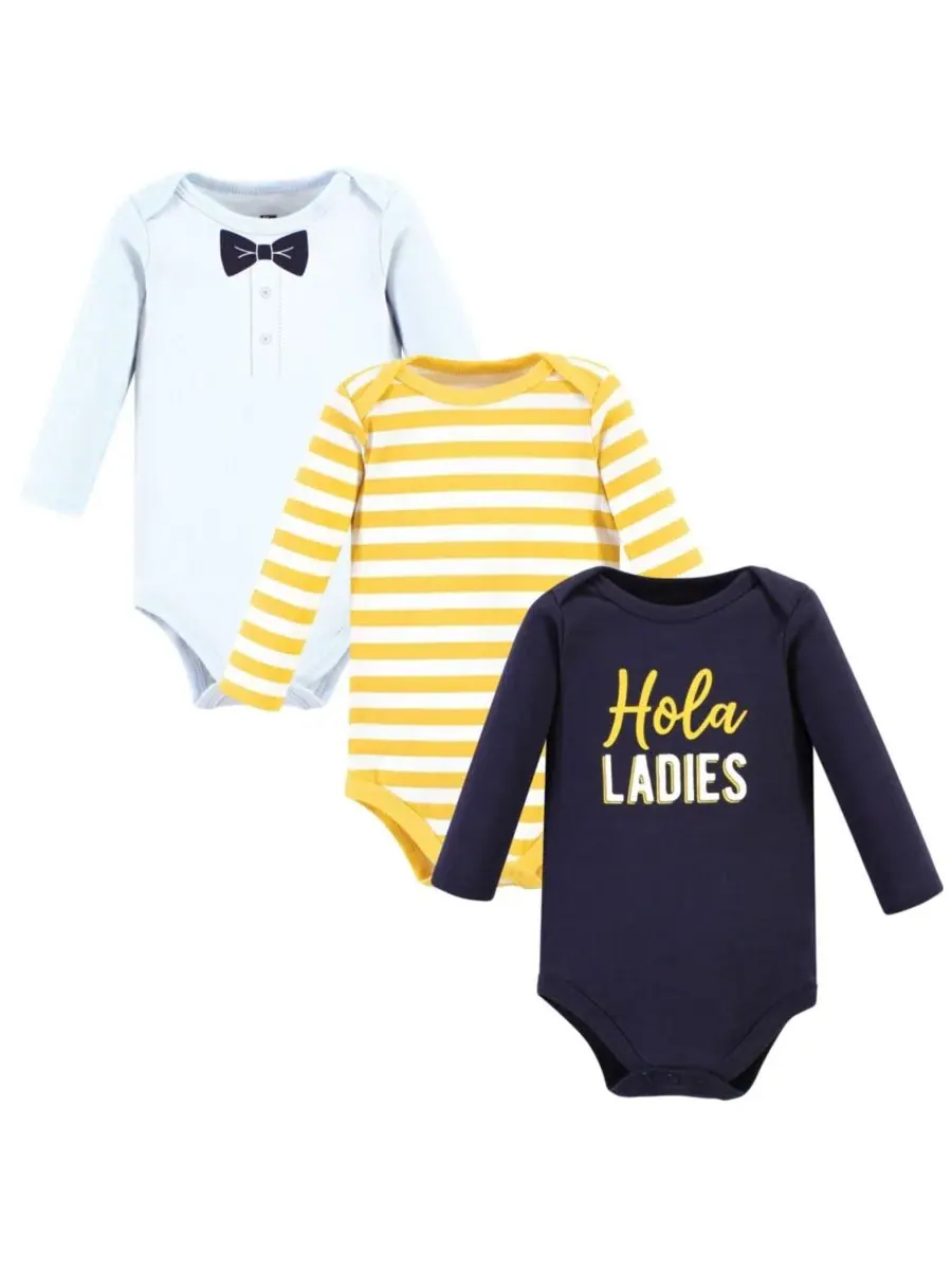 Хлопковые боди с длинными рукавами, комплект из 3 штук Hudson Baby, Hola Ladies 3-Pack — изображение 1 из 5